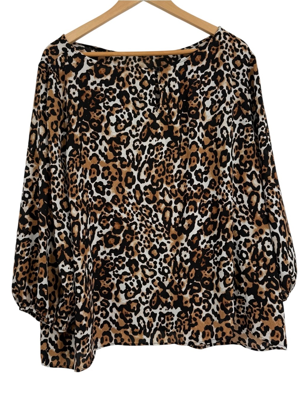 Talbots Blouse Top 3/4 Cuffed Sleeves Size 3XP Animal Print Pullover Tunic